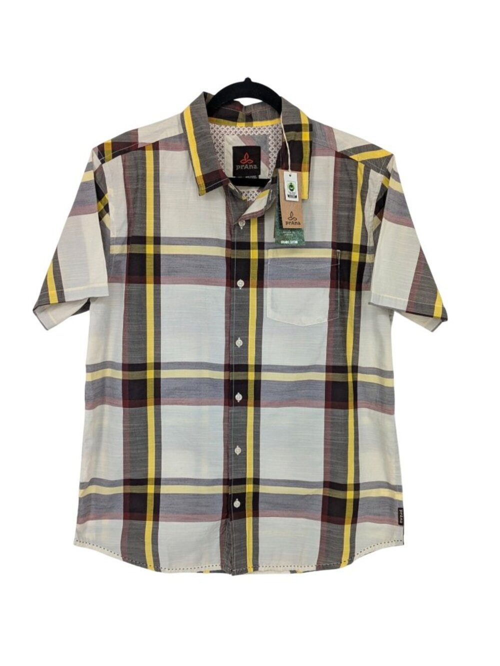 PrAna Plaid Button Up‎ Shirt Organic Cotton Outdoor Gorpcore Sustainable Large